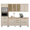 Cozinha Completa Atena 9 Portas 6 Gavetas 100% Mdf com Vidro Jequitibá/Off White - Linea Brasil