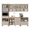 Cozinha Completa Atena 9 Portas 6 Gavetas 100% Mdf com Vidro Jequitibá/Off White - Linea Brasil