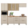 Cozinha Completa Atena 9 Portas 6 Gavetas 100% Mdf com Vidro 810016109 Jequitibá/Off White - Linea Brasil