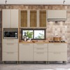 Cozinha Completa Atena 9 Portas 6 Gavetas 100% Mdf com Vidro 810016109 Jequitibá/Off White - Linea Brasil