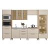 Cozinha Completa Atena 11 Portas 7 Gavetas 100% Mdf com Vidro Jequitibá/Off White Fosco - Linea Brasil