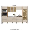 Cozinha Completa Atena 11 Portas 7 Gavetas 100% Mdf com Vidro Jequitibá/Off White Fosco - Linea Brasil