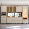 Cozinha Completa Atena 13 Portas 7 Gavetas 100% Mdf com Vidro Jequitibá/Off White - Linea Brasil