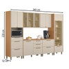 Cozinha Completa Atena 13 Portas 7 Gavetas 100% Mdf com Vidro Jequitibá/Off White - Linea Brasil