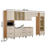 Cozinha Completa Atena 14 Portas 7 Gavetas 100% Mdf com Vidro Jequitibá/Off White - Linea Brasil