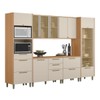 Cozinha Completa Atena 12 Portas 7 Gavetas 100% Mdf com Vidro Jequitibá/Off White - Linea Brasil