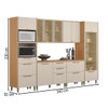 Cozinha Completa Atena 12 Portas 7 Gavetas 100% Mdf com Vidro Jequitibá/Off White - Linea Brasil