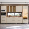 Cozinha Completa Atena 12 Portas 7 Gavetas 100% Mdf com Vidro Jequitibá/Off White - Linea Brasil