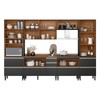 Cozinha Completa Proença 8 Portas 9 Gavetas Ripado 100% Mdf com Vidro Dp3302rp Nogueira/Carbono Prime - Demóbile