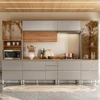Cozinha Completa Proença 8 Portas 9 Gavetas 100% Mdf com Vidro Dp3302mf Nogueira/Nude Prime Tx - Demóbile