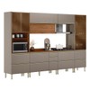 Cozinha Completa Proença 8 Portas 9 Gavetas 100% Mdf com Vidro Dp3302mf Nogueira/Nude Prime Tx - Demóbile