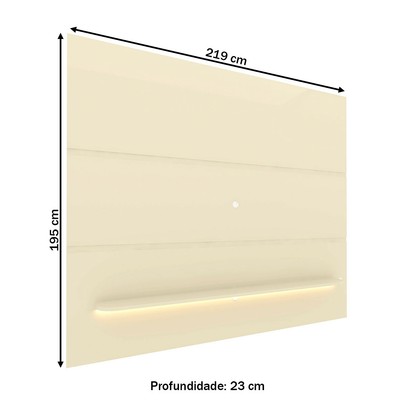 Painel para TV Até 85 Polegadas Garcia 1 Prateleira 100% Mdf com Led Off White - Pnr Móveis