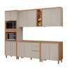 Cozinha Completa Allure 13 Portas 3 Gavetas 100% Mdf Jequitibá/Gris - Linea Brasil