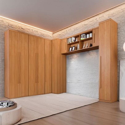 Guarda Roupa Casal Modulado Facinium 9 Portas 3 Gavetas Cinamomo - Pnr Móveis