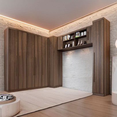 Guarda Roupa Casal Modulado Facinium 9 Portas 3 Gavetas Imbuiá / Off White - Pnr Móveis