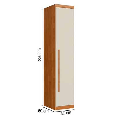 Guarda-Roupa Solteiro Facinium 1 Porta 4 Prateleiras Cinamomo/Off Arenas - Pnr Móveis