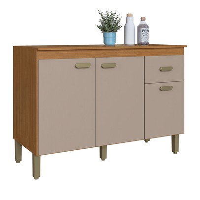 Balcão de Cozinha 120 Cm 3 Portas 1 Gaveta 6226.9 Freijó/Camurça - Indékes