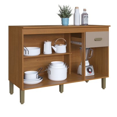 Balcão de Cozinha 120 Cm 3 Portas 1 Gaveta 6226.9 Freijó/Camurça - Indékes
