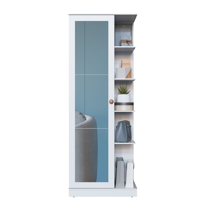 Sapateira Camille 1 Porta 8 Prateleiras com Espelho Branco - Indékes