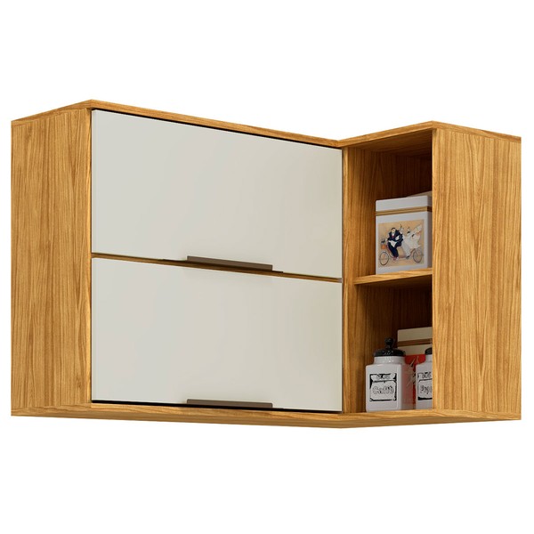 Armário Aéreo Cozinha de Canto Amélia 2 Portas 1 Prateleira Marrocos/Off White - Pnr Móveis