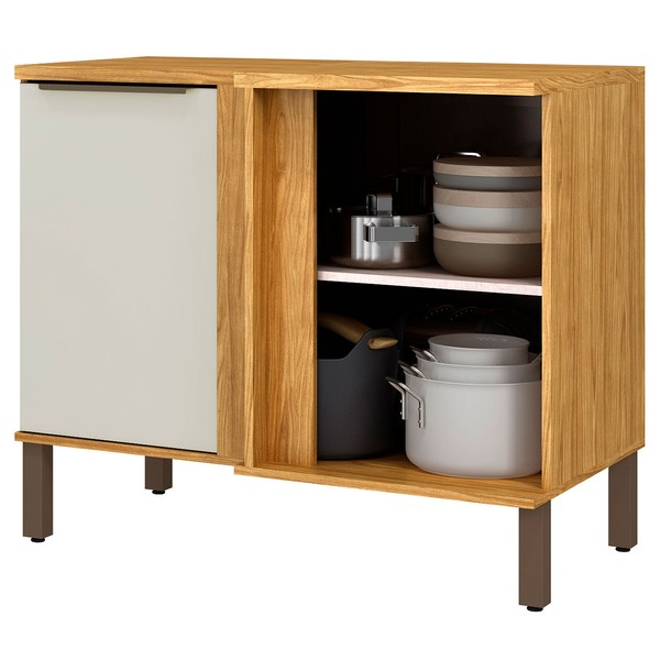 Armário de Cozinha para Canto Amélia 1 Porta 1 Prateleira Marrocos/Off White - Pnr Móveis