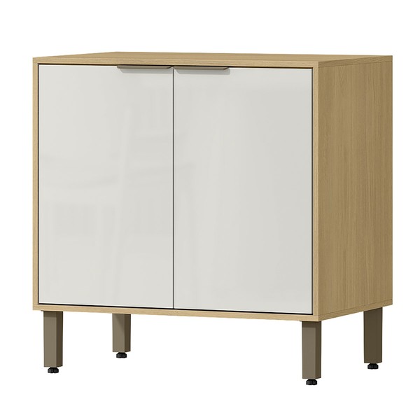 Balcão de Cozinha 80 Cm Estela 2 Portas Castanho/Off White - Pnr Móveis