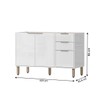Balcão de Cozinha para Pia 120 Cm Estela 3 Portas 2 Gavetas Branco Neve - Pnr Móveis