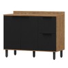 Balcão de Cozinha para Pia Cloe 2 Portas 2 Gavetas 100% Mdf Freijó/Nero Bto03 - Pnr Móveis