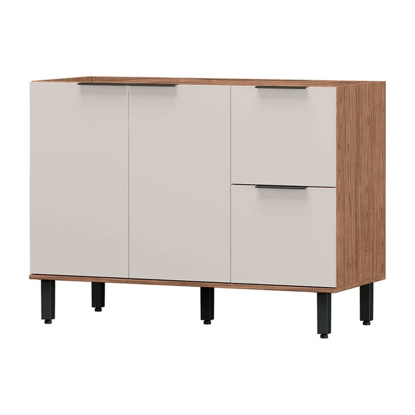 Balcão de Cozinha para Pia Cloe 2 Portas 2 Gavetas 100% Mdf Freijó/Off White Bto03 - Pnr Móveis