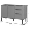 Balcão de Cozinha para Pia Amélia 120 Cm 3 Portas 2 Gavetas Marrocos/Off White - Pnr Móveis