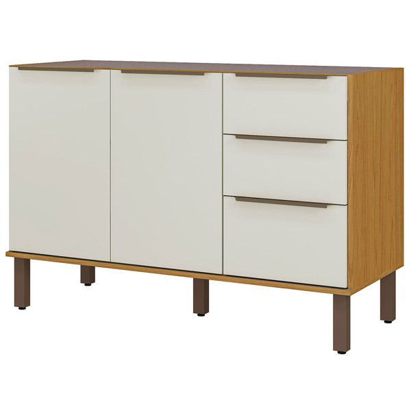 Balcão de Cozinha para Pia Amélia 120 Cm 3 Portas 2 Gavetas Marrocos/Off White - Pnr Móveis