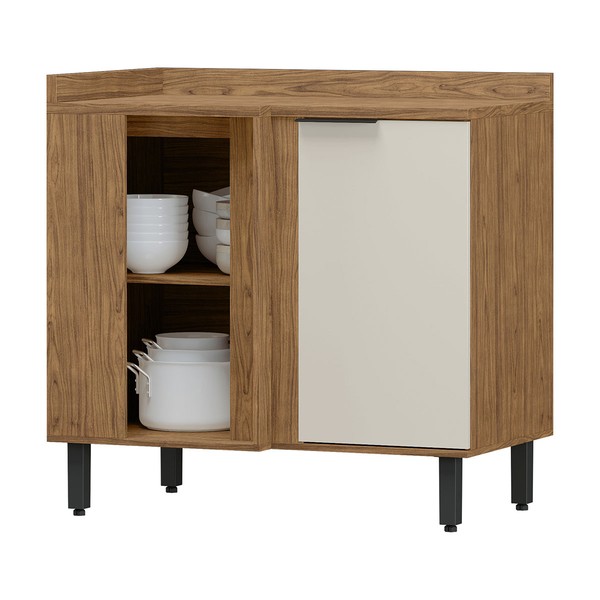 Balcão de Cozinha Cloe 100% Mdf 1 Porta Freijó/Off White - Pnr Móveis