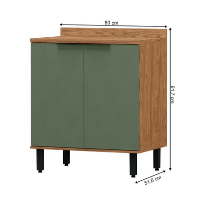 Balcão de Cozinha Cloe 2 Portas 100% Mdf Freijó/Jade Bto02 - Pnr Móveis