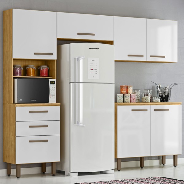 Cozinha Compacta Bianca 6 Portas 3 Gavetas Marrocos/Branco - Pnr Móveis