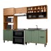 Cozinha Compacta Sophie 7 Portas 3 Gavetas com Vidro 100% Mdf Freijo/Jade - Pnr Móveis