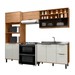 Cozinha Compacta Sophie 7 Portas 3 Gavetas com Vidro 100% Mdf Freijo/Off White - Pnr Móveis