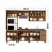 Cozinha Completa Sophie 9 Portas 3 Gavetas com Vidro 100% Mdf Freijo - Pnr Móveis