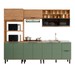 Cozinha Completa Sophie 9 Portas 3 Gavetas com Vidro 100% Mdf Freijo/Jade - Pnr Móveis