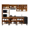 Cozinha Completa Sophie 9 Portas 3 Gavetas com Vidro 100% Mdf Freijo/Nero - Pnr Móveis