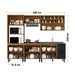 Cozinha Completa Sophie 9 Portas 3 Gavetas com Vidro 100% Mdf Freijo/Nero - Pnr Móveis
