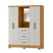Guarda-Roupa Casal Leonidas 4 Portas 3 Gavetas com Espelho Marrocos/Off White - Pnr Móveis