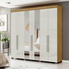 Guarda-Roupa Casal Dalila 6 Portas 2 Gavetas com Espelho Marrocos/Off White - Pnr Móveis