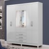 Guarda-Roupa Casal Noemi 6 Portas 3 Gavetas com Espelho Branco - Pnr Móveis