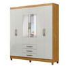 Guarda-Roupa Casal Noemi 6 Portas 3 Gavetas com Espelho Marrocos/Off White - Pnr Móveis