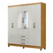 Guarda-Roupa Casal Noemi 6 Portas 3 Gavetas com Espelho Marrocos/Off White - Pnr Móveis