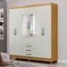 Guarda-Roupa Casal Noemi 6 Portas 3 Gavetas com Espelho Marrocos/Off White - Pnr Móveis
