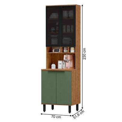 Paneleiro Cloe 100% Mdf 4 Portas Freijó/Jade - Pnr Móveis