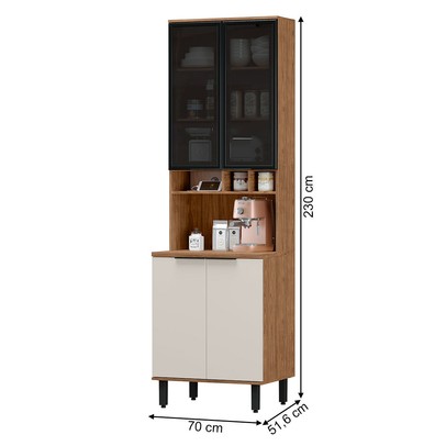 Paneleiro Cloe 100% Mdf 4 Portas Freijó/Off White - Pnr Móveis