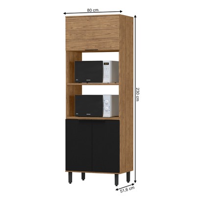 Torre Quente Cloe 3 Portas 100% Mdf Freijó/Nero Tto01 - Pnr Móveis