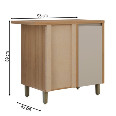 Balcão de Cozinha de Canto Allure 1 Porta 100% Mdf Jequitibá/Gris - Linea Brasil